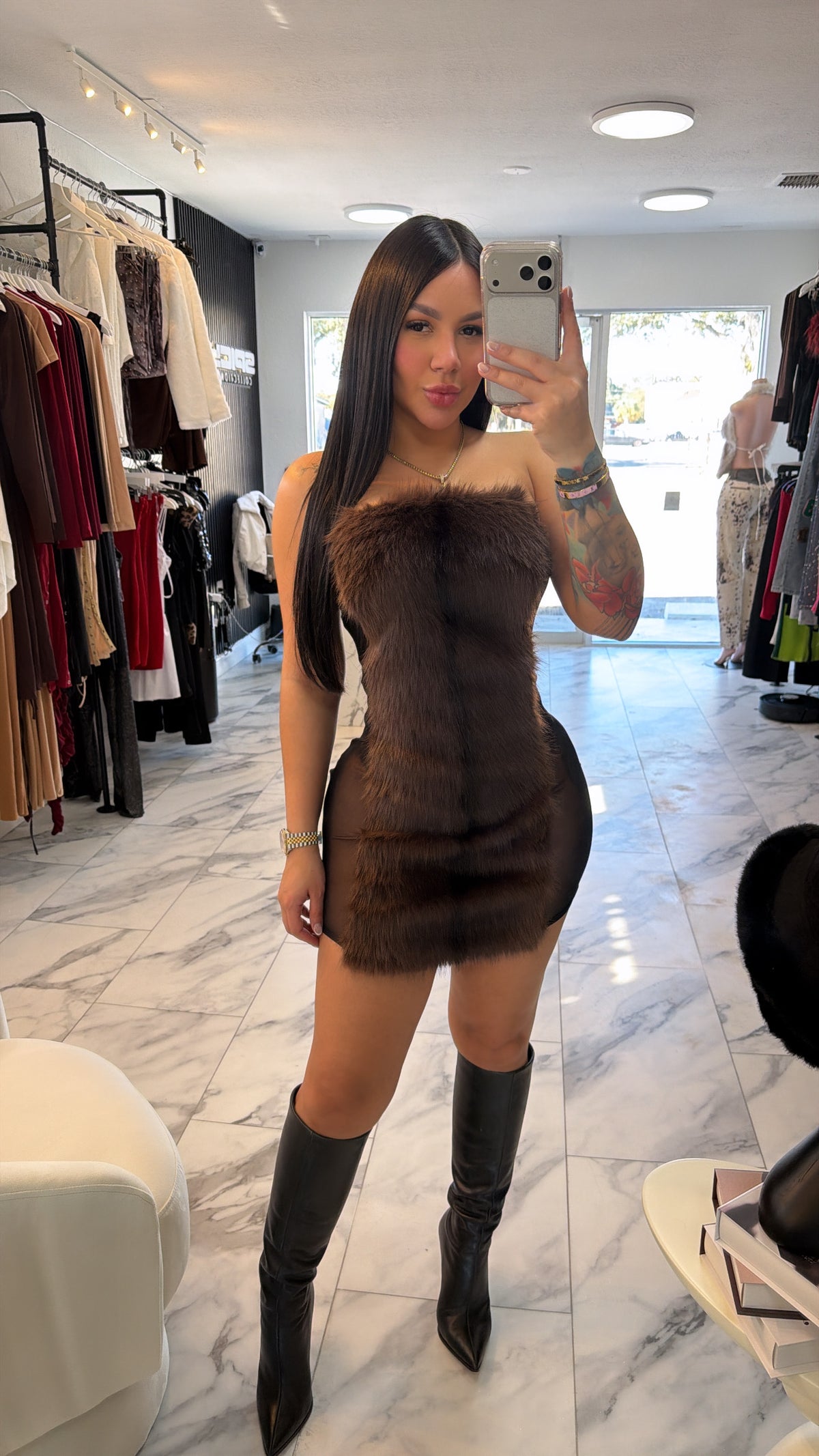 Polar leather dress
