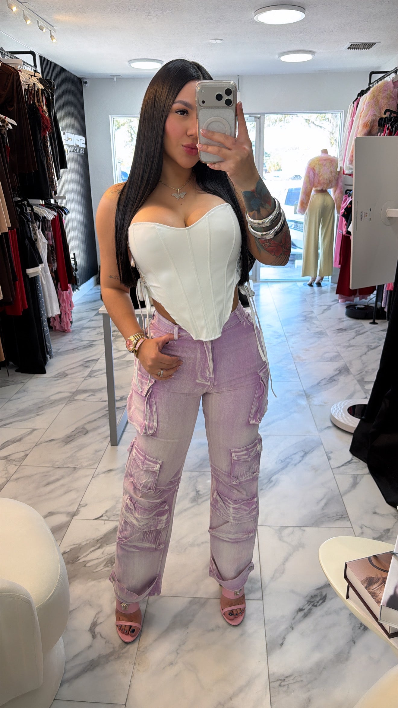 Leather White corset