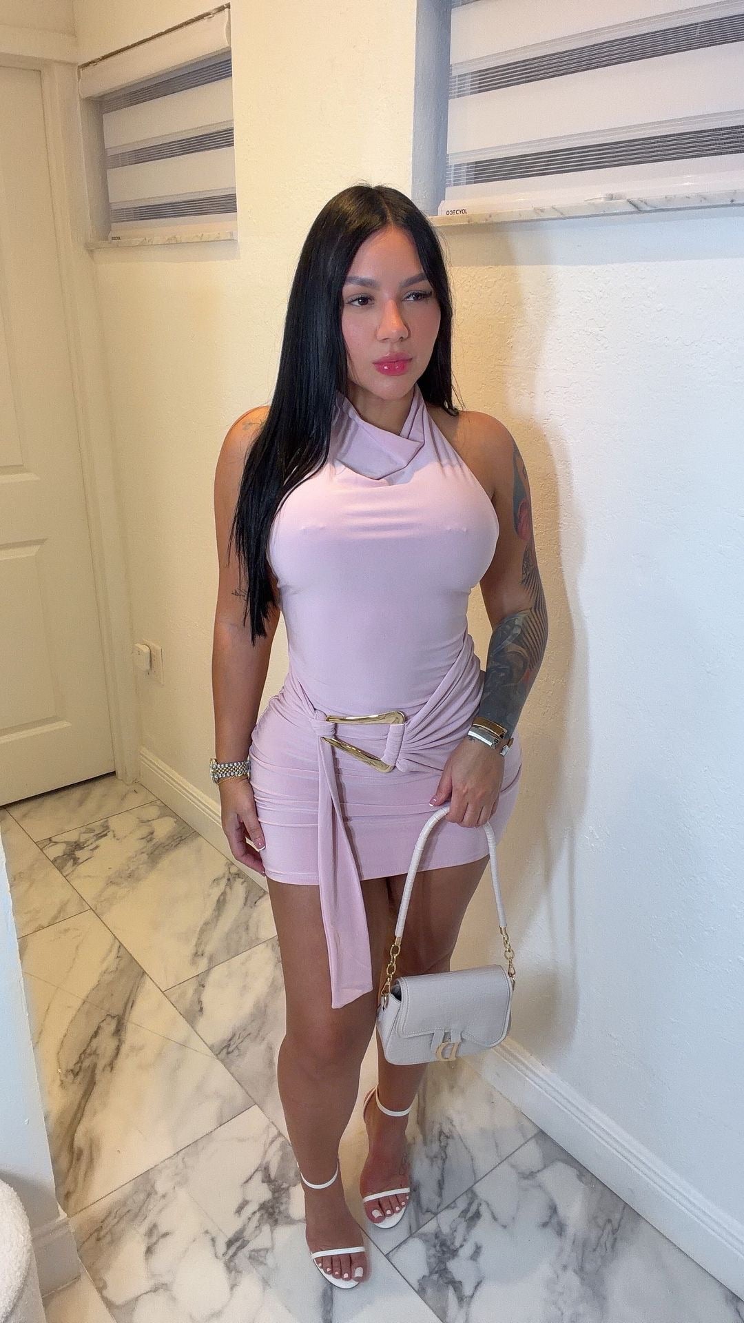 Tessa draped mini dress